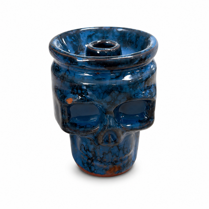 Skull Hookah Phunnel Bowl – Blue Ceramic Shisha Bowl