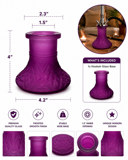 4" Purple Frosted Hookah Glass Base - Mini Replacement Vase