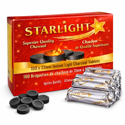 Starlight Instant Charcoal Tablets 33mm - Master Case of 1800 Tablets (18 Boxes)