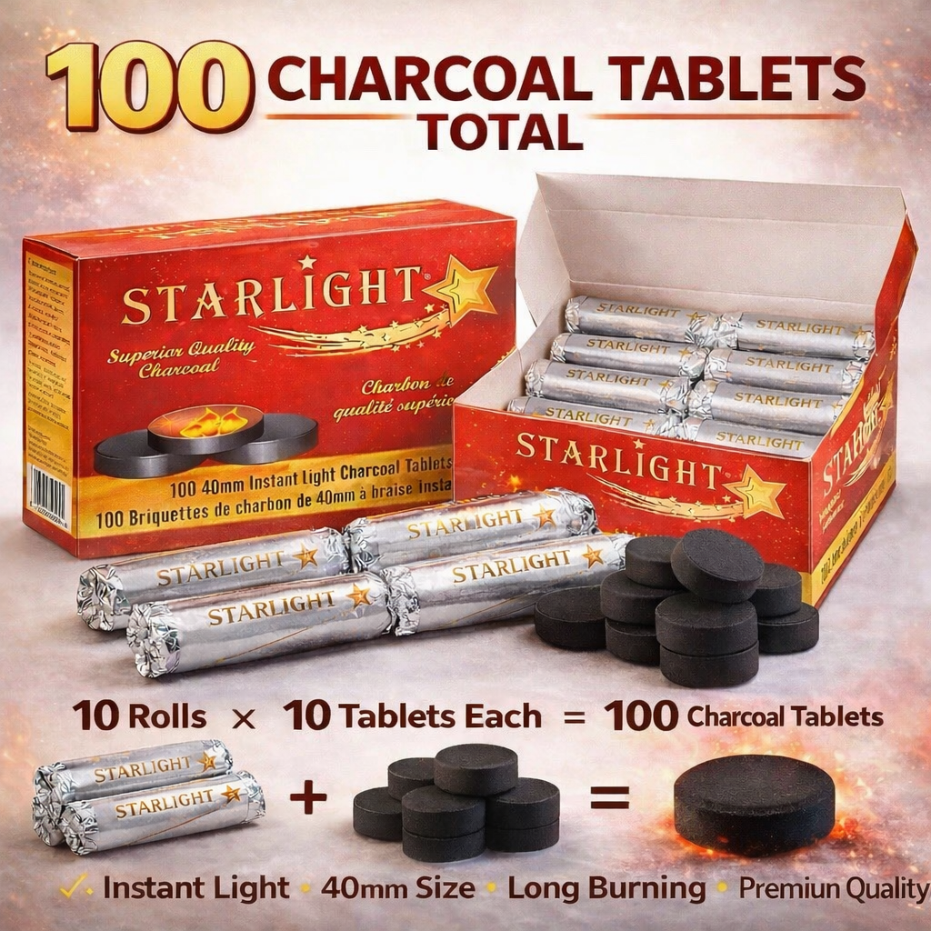 Starlight Instant Light Charcoal Tablets 100 Count 40mm