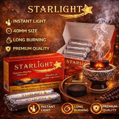 Starlight Instant Light Charcoal Tablets 100 Count 40mm