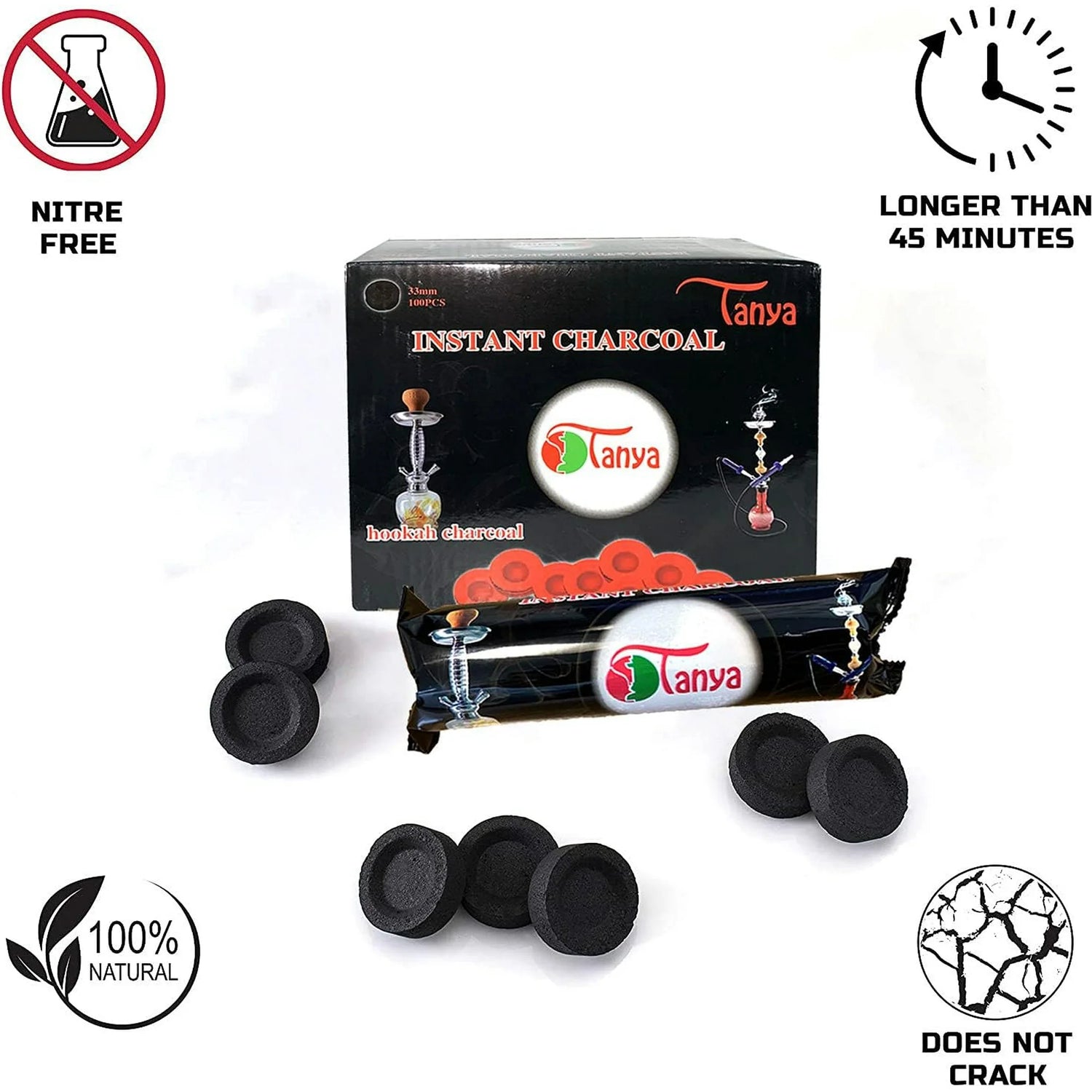 Starlight sunlight coal disk  Tanya Instant charcoal Incense Quick Light charcoal tablets Resin Burner Rolls 100 coals 