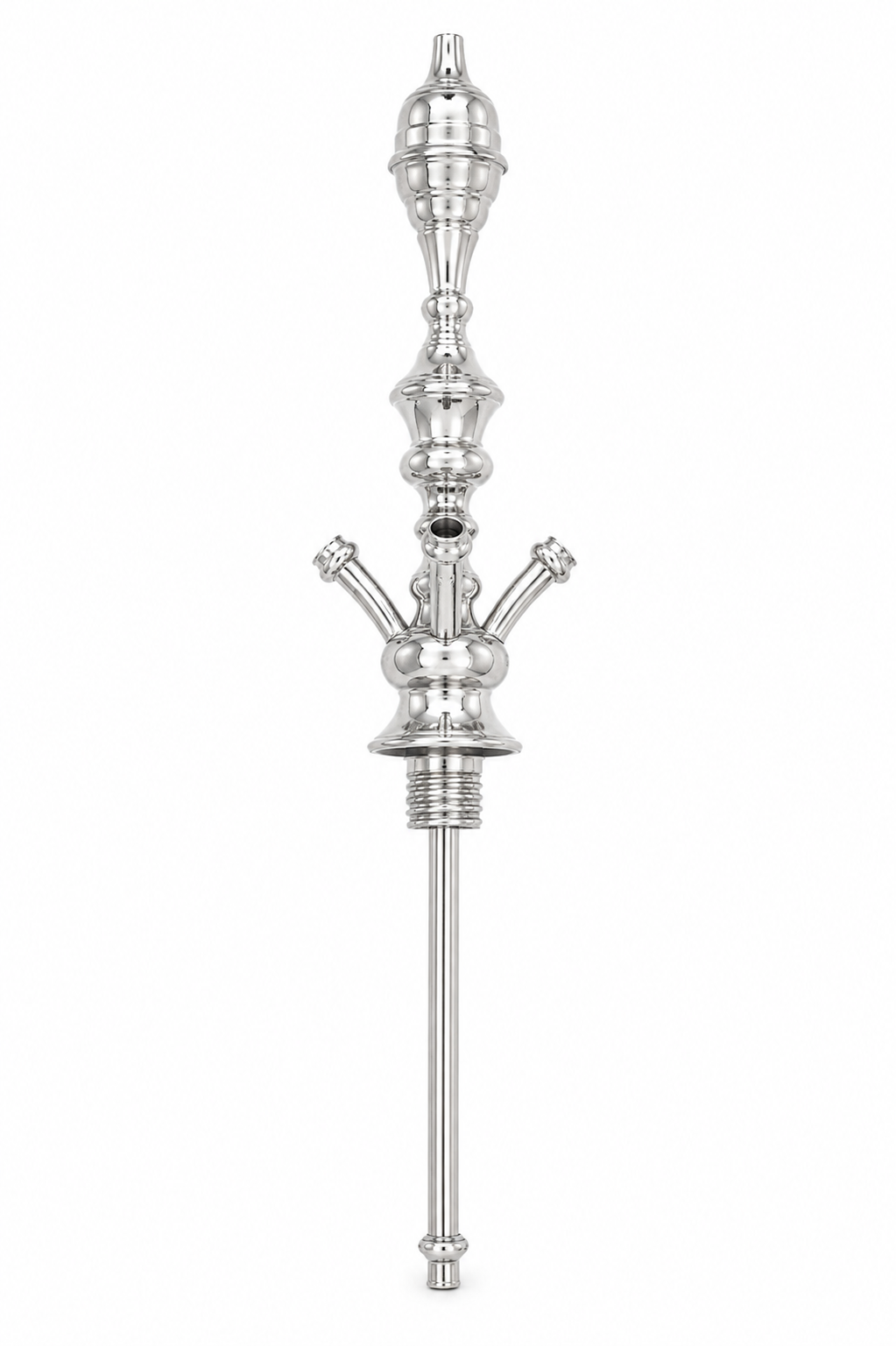 Traditional Egyptian 26" Silver 3-Hose Hookah Stem with Tray