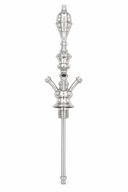 Traditional Egyptian 26" Silver 3-Hose Hookah Stem with Tray
