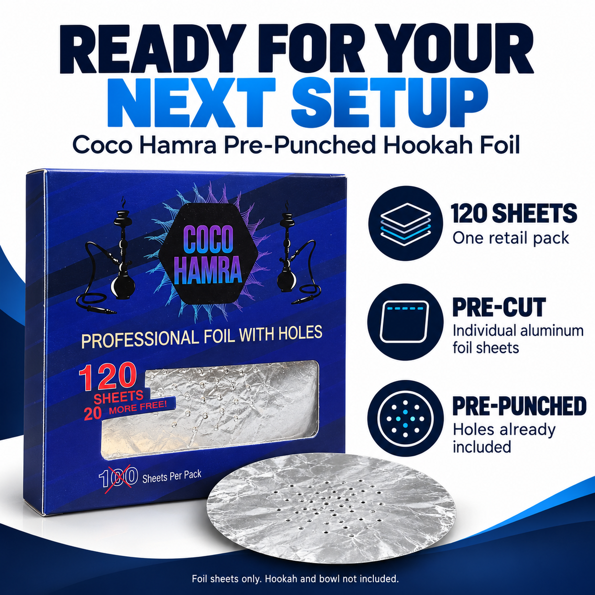 Coco Hamra foil features: 120 sheets, pre-cut aluminum sheets and pre-punched holes