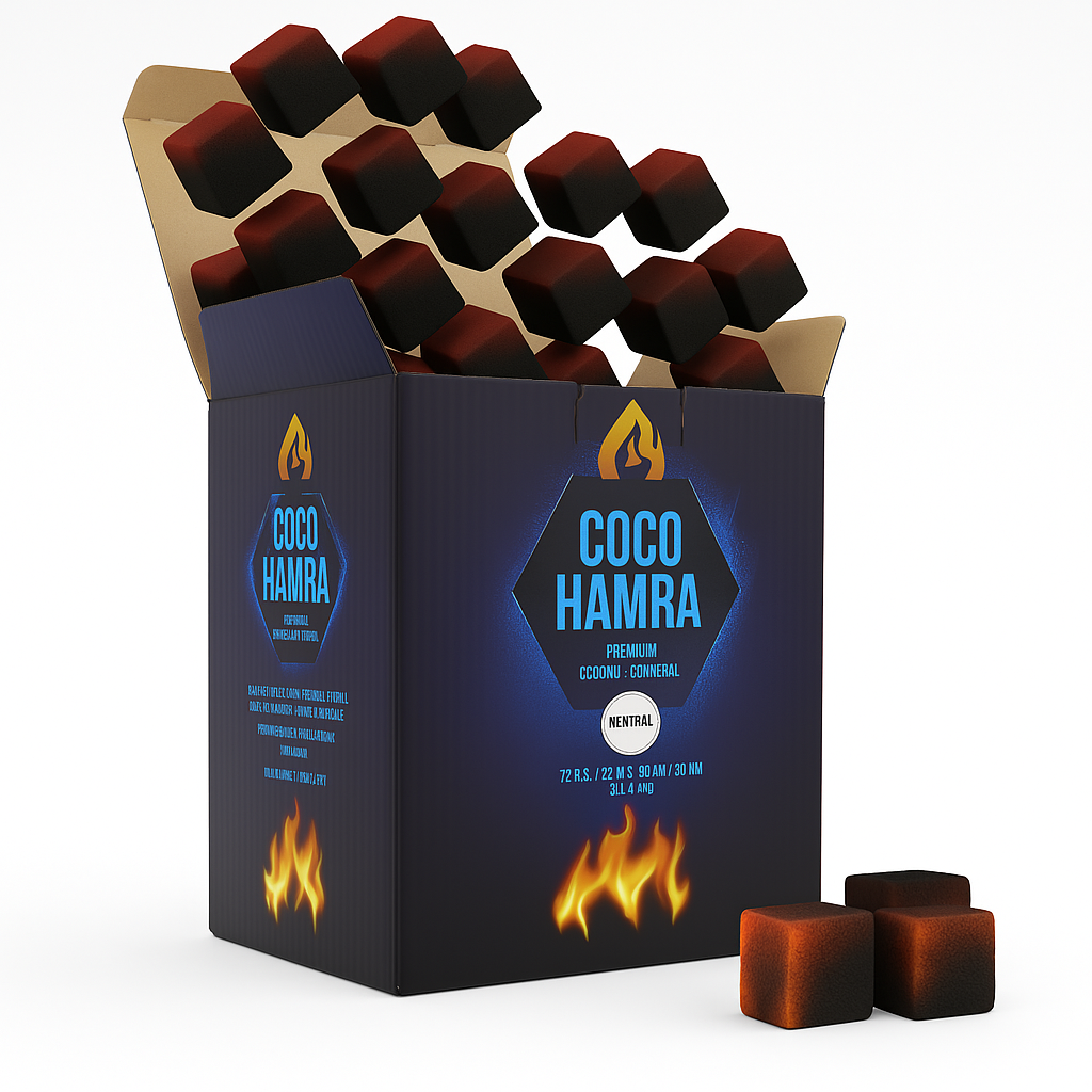 Box of Coco Hamra cooking cubes with visible branding and product packaging.