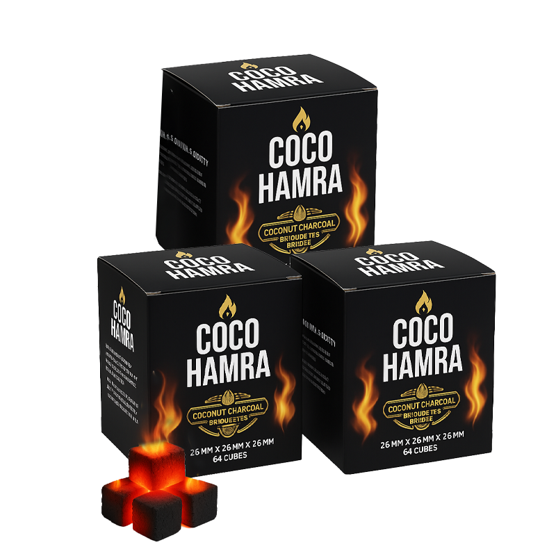 natural hookah charcoal coco hamra 64 cubes 26mm 