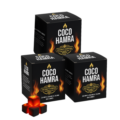 natural hookah charcoal coco hamra 64 cubes 26mm 