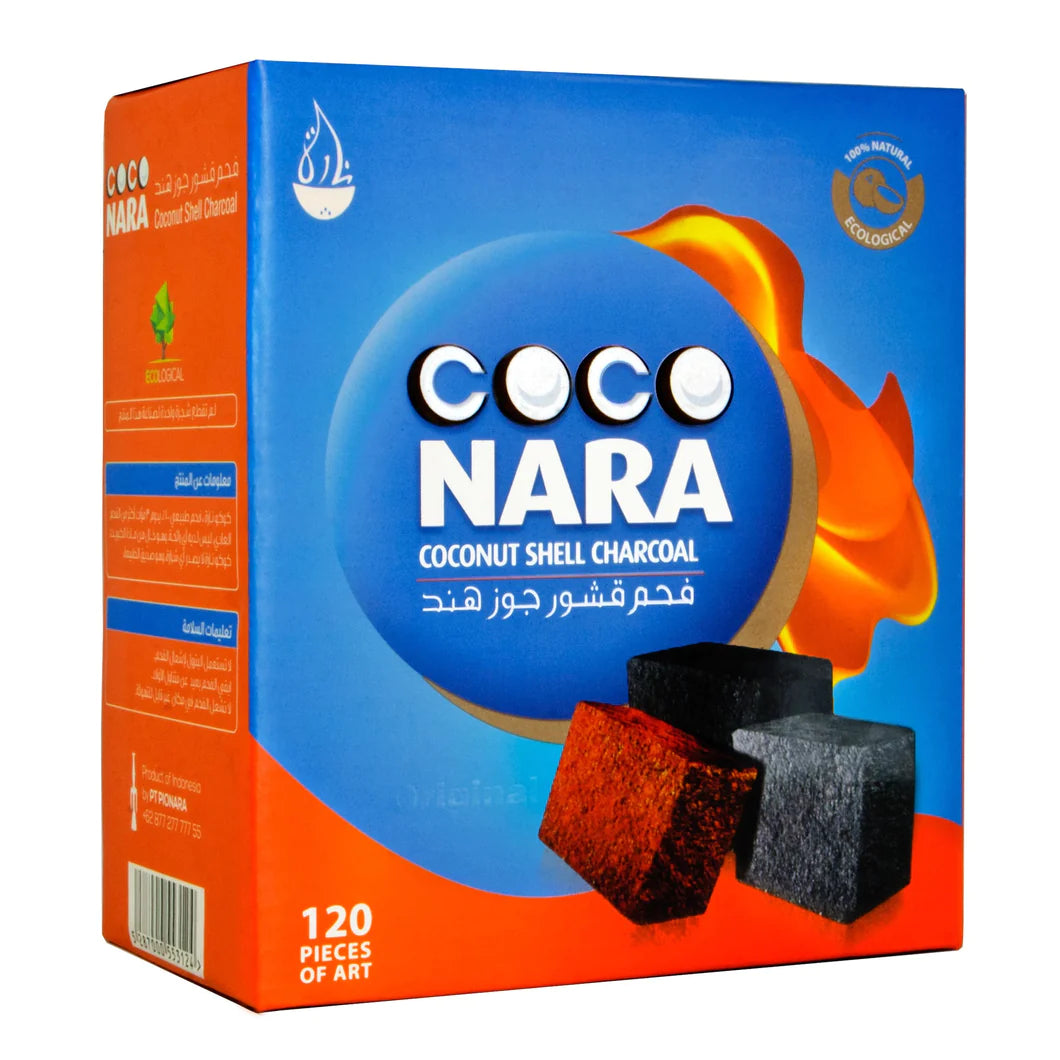 Coco Nara natural coconut hookah charcoal flat cubes, 120-piece value package